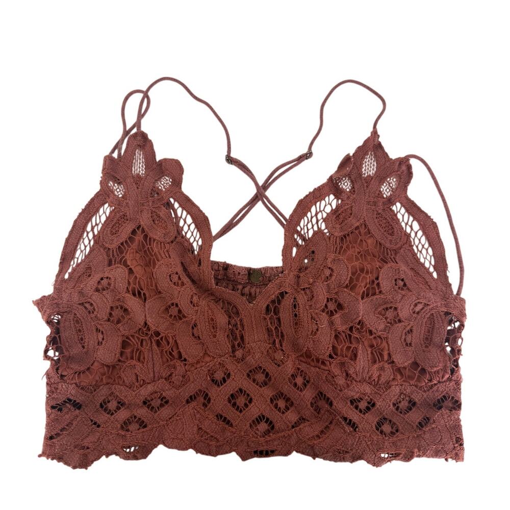 Free People Womens Adella Adjustable Racerback Brown Copper Lace Bralette Small